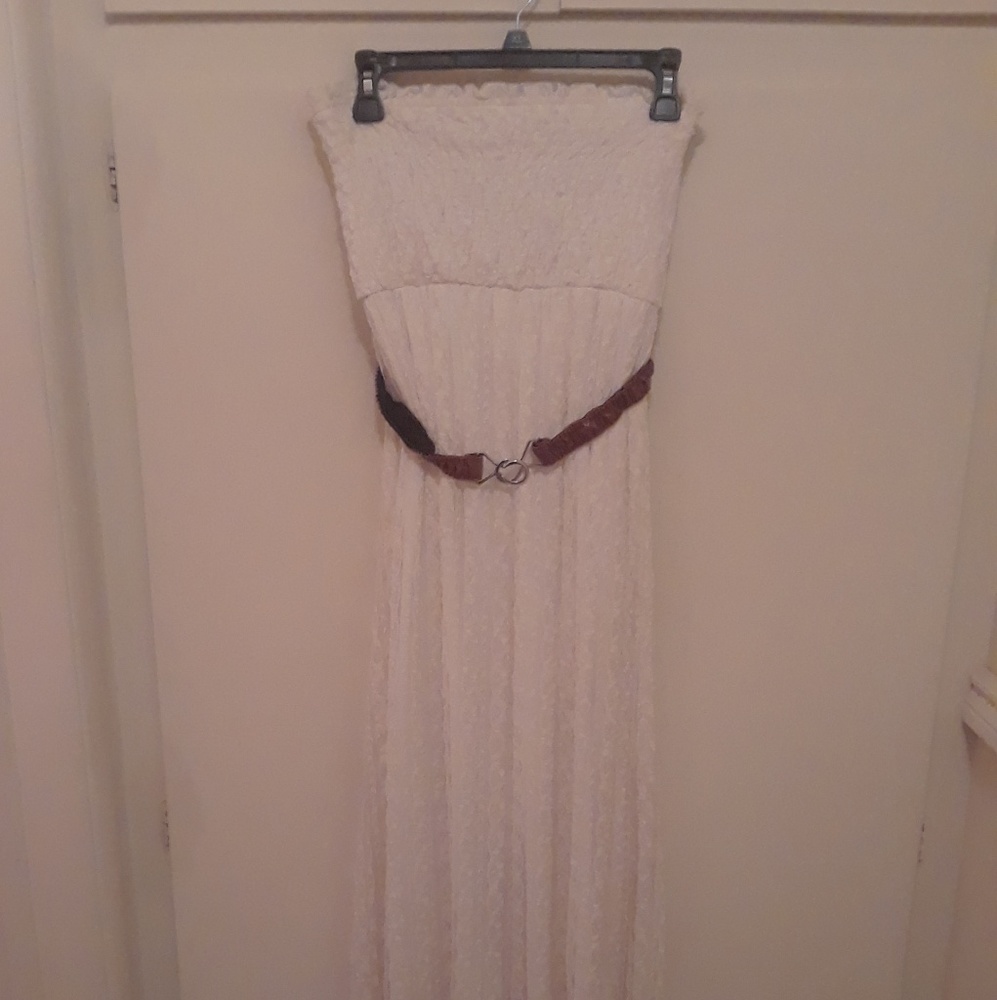 Lace strapless long dress